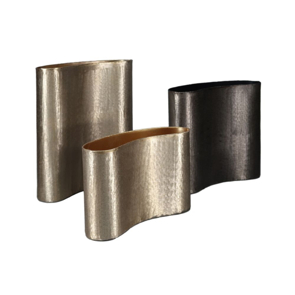 Vază decorativă SIDENA SMOKE din aluminiu, finisaj negru fumuriu, 29 x 10 x 29 cm