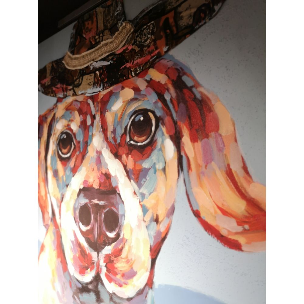 Tablou AXEL DOG B cu portret de câine, pânză și lemn, 100 x 100 cm