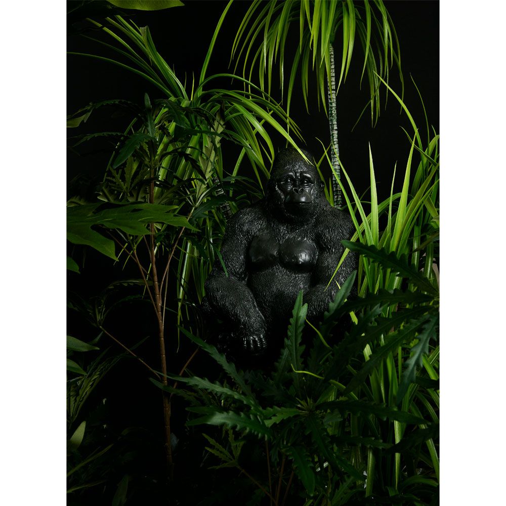 Statuetă ZANIMO GORILLA din polirășină, finisaj negru mat, 21 x 19,5 x 38,8 cm