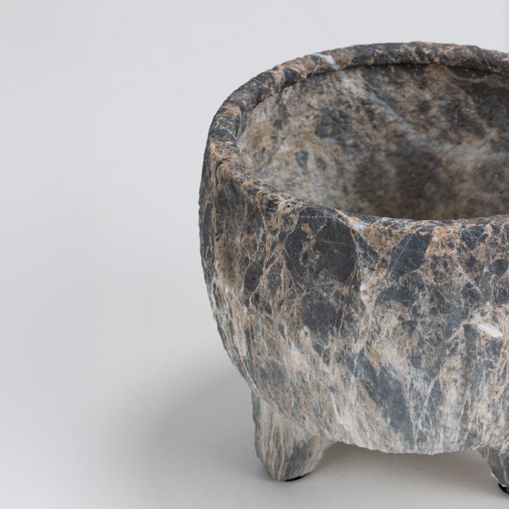 Ghiveci ceramic GERCOS antracit mat, interior bej, 27 x 27 x 23 cm