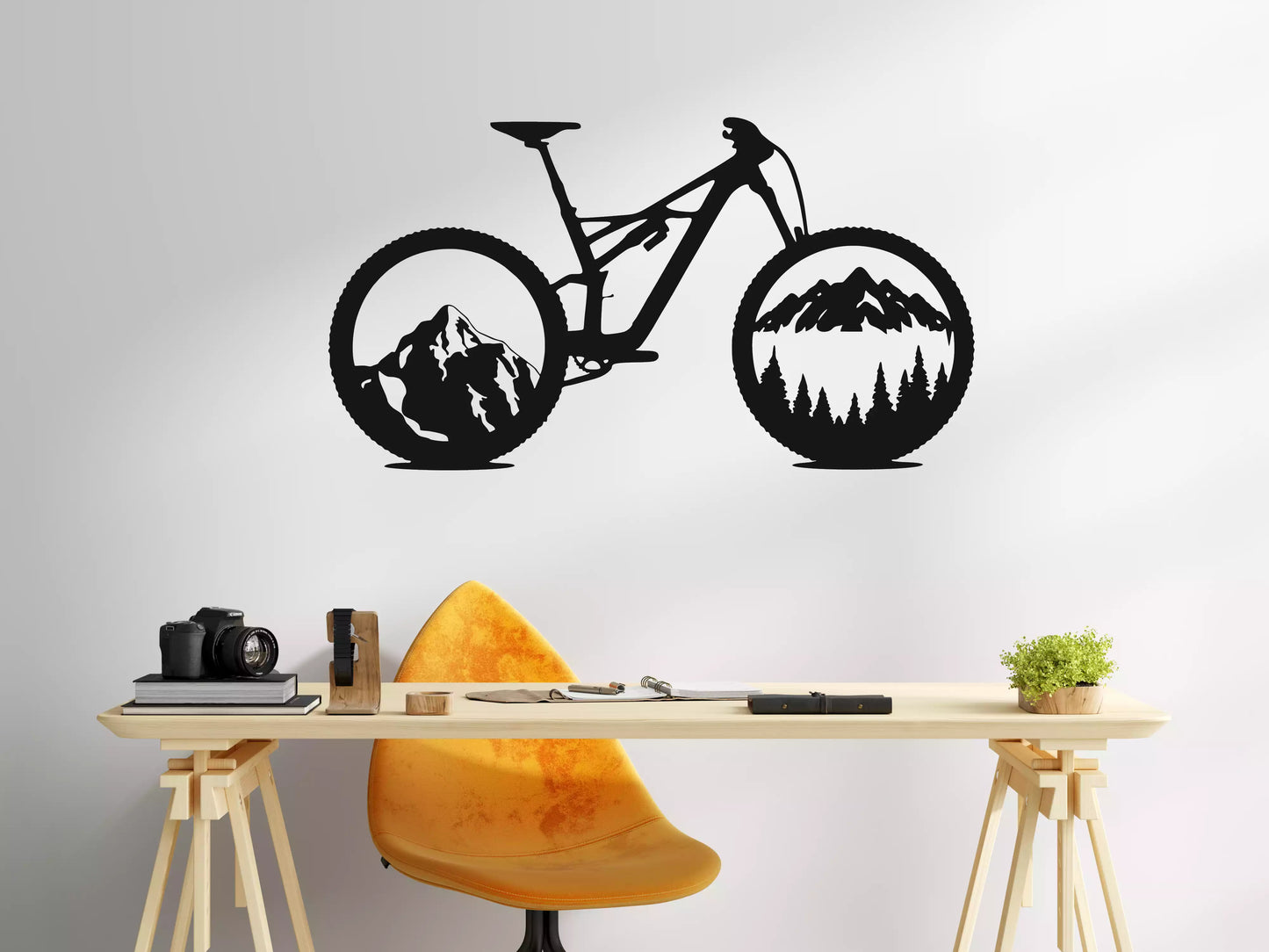 Bicicletă Montană - Decorațiune Perete Fibre Lemn