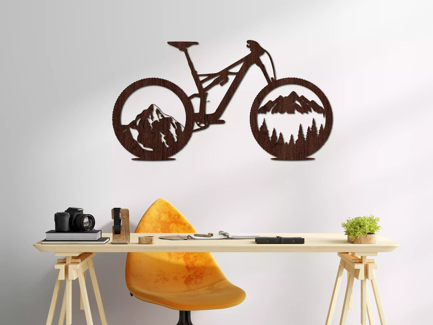 Bicicletă Montană - Decorațiune Perete Fibre Lemn