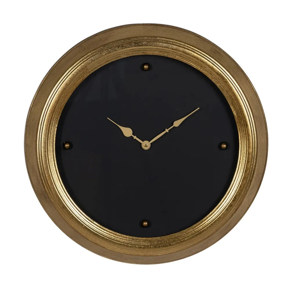 Ceas de perete BRYTON auriu și negru, din fier, PVC, MDF și sticlă, diametru 46 cm
