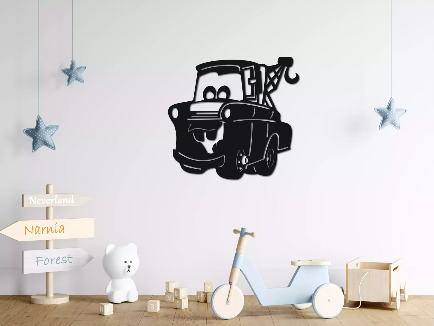 Mașină Animată - Decorațiune Perete Fibre Lemn
