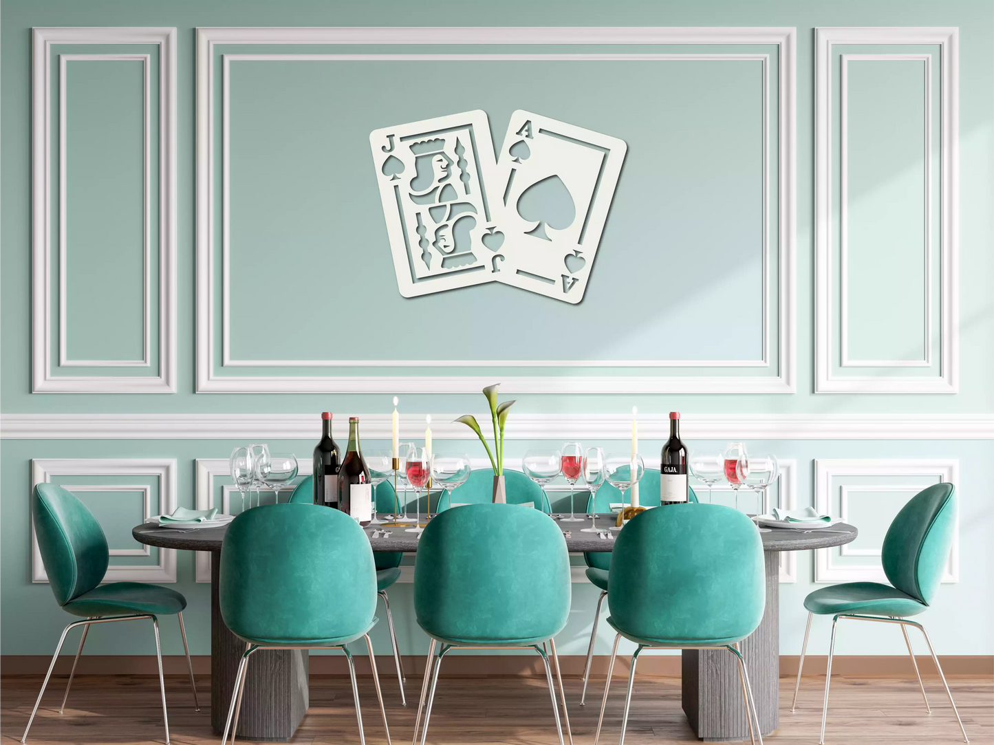 Cărți de Poker - Decorațiune Perete Fibre Lemn