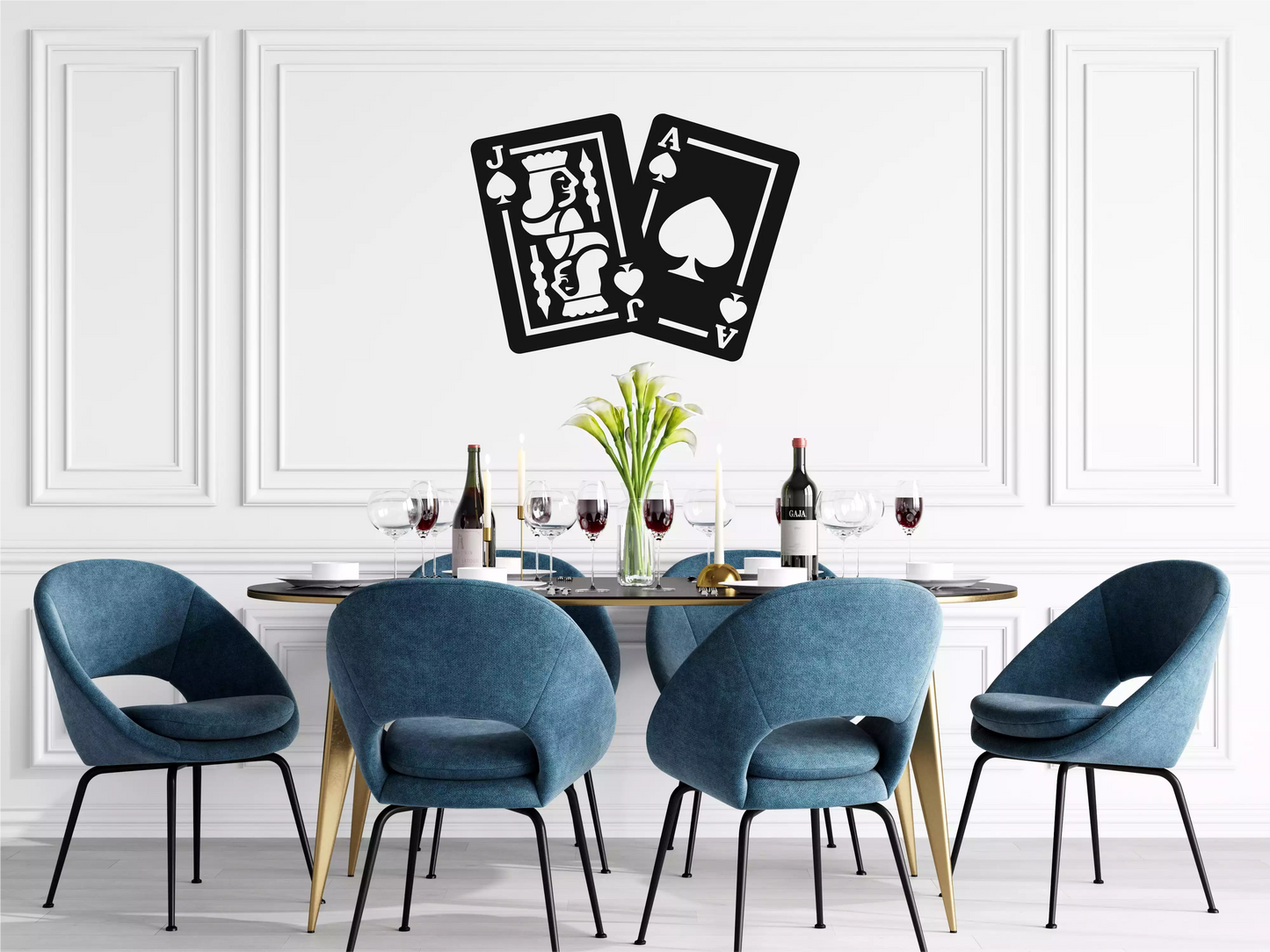 Cărți de Poker - Decorațiune Perete Fibre Lemn