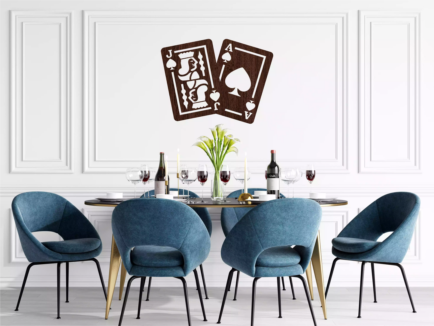 Cărți de Poker - Decorațiune Perete Fibre Lemn