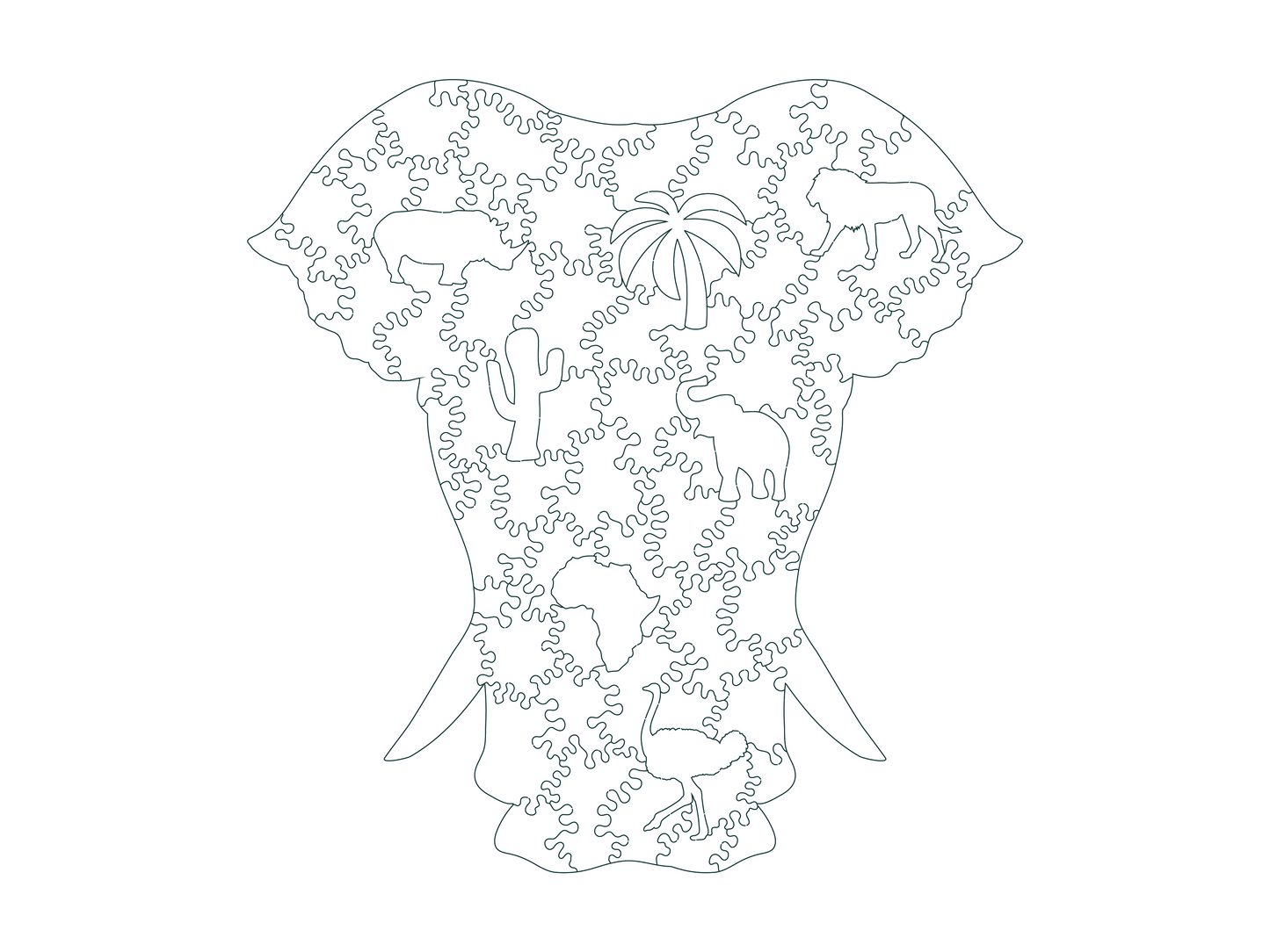 Elefant - Puzzle Jigsaw Fibre Lemn