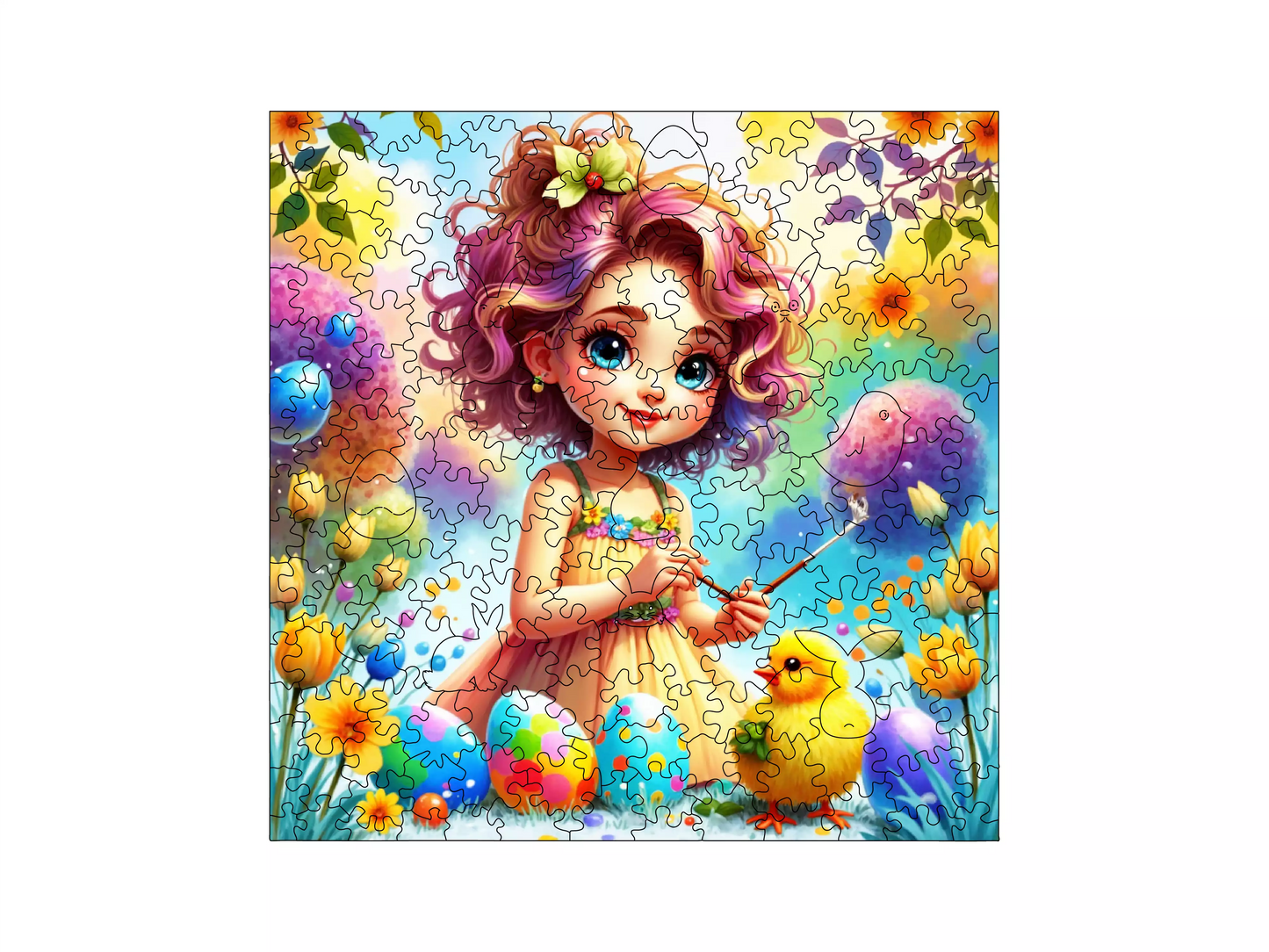 Micuța Artistă de Paște - Puzzle Jigsaw Fibre Lemn