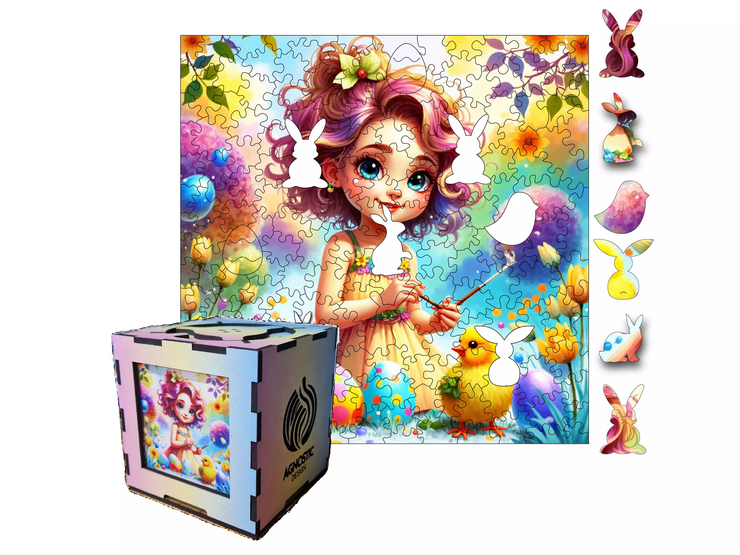 Micuța Artistă de Paște - Puzzle Jigsaw Fibre Lemn