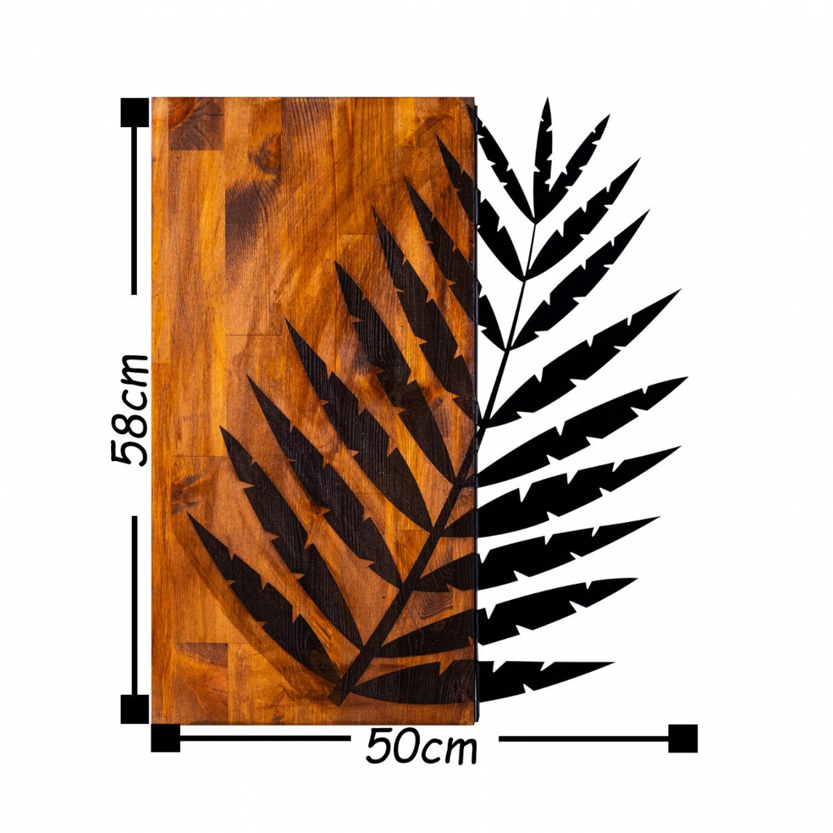 Decorațiune de perete FOLIUM din lemn, 50 x 3 x 58 cm
