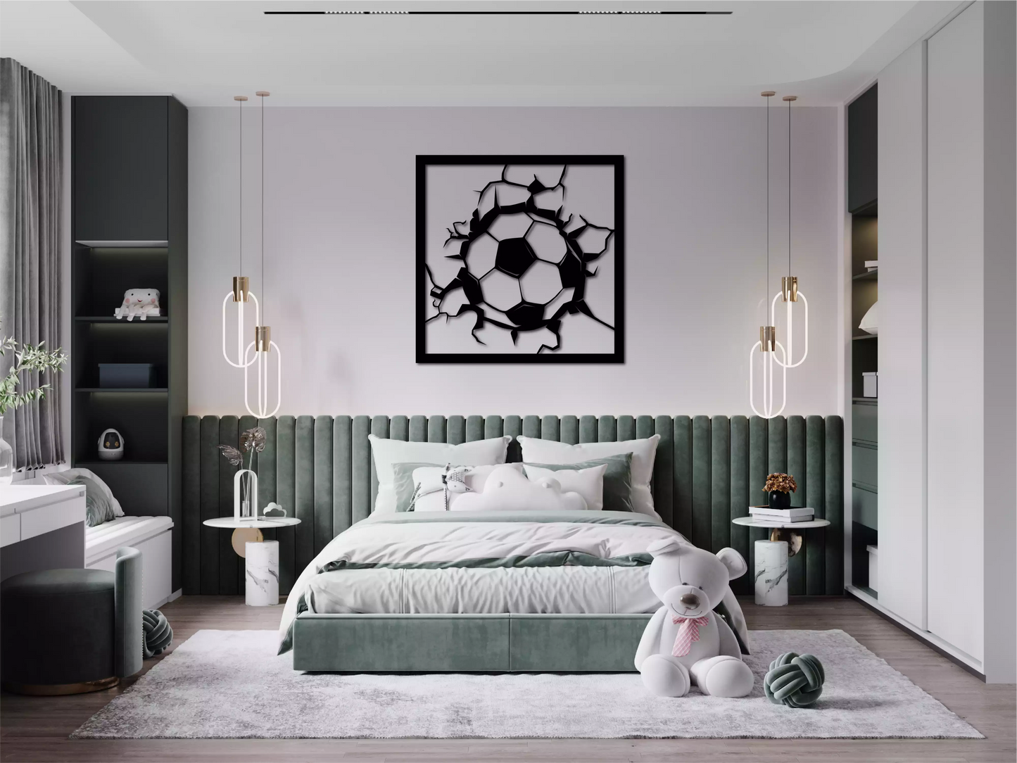 Impactul Mingii de Forbal - Decorațiune Perete Fibre Lemn