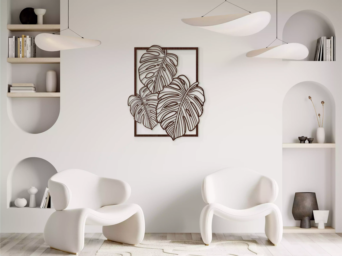 Monstera - Decorațiune Perete Fibre Lemn