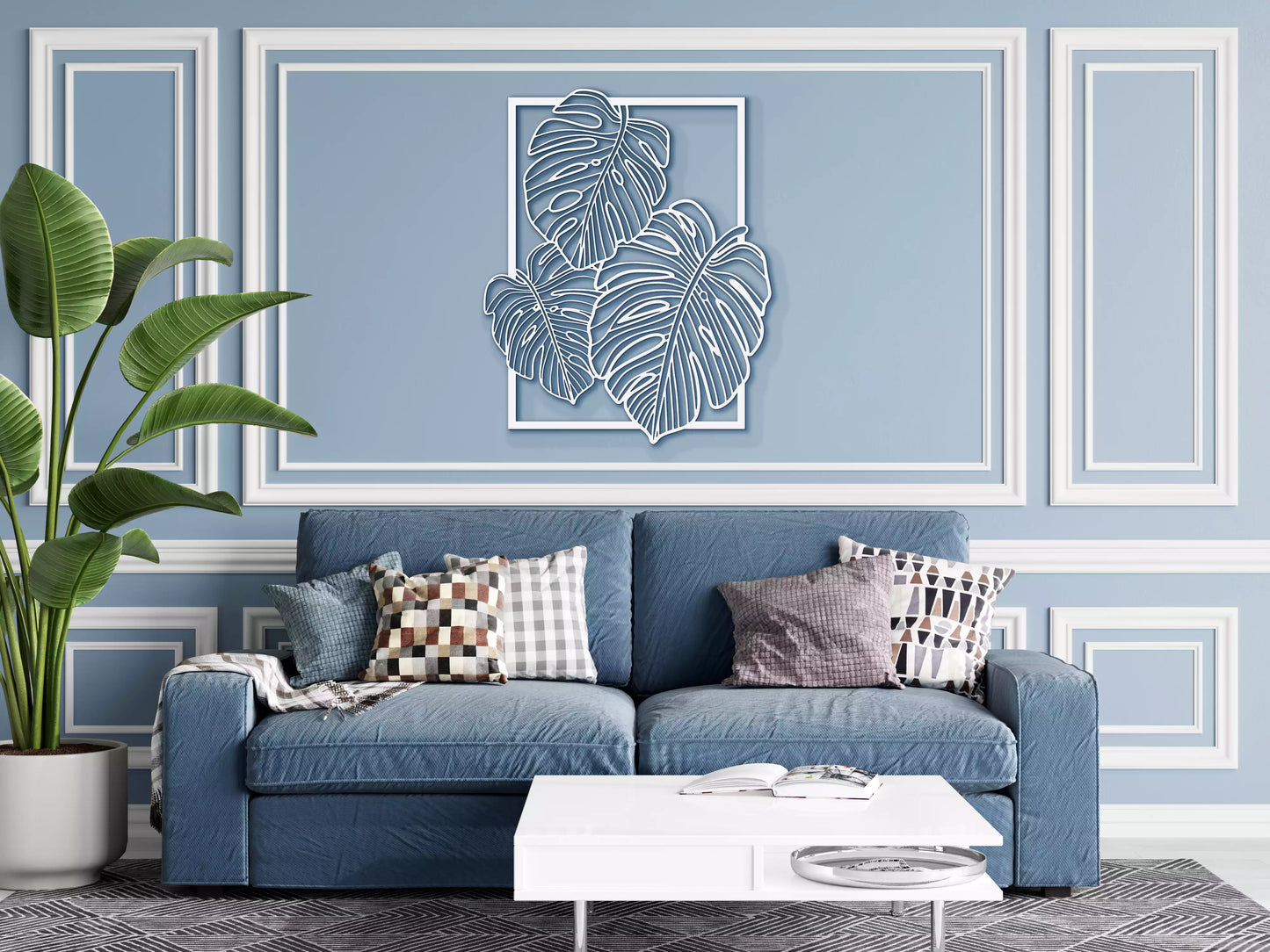 Monstera - Decorațiune Perete Fibre Lemn