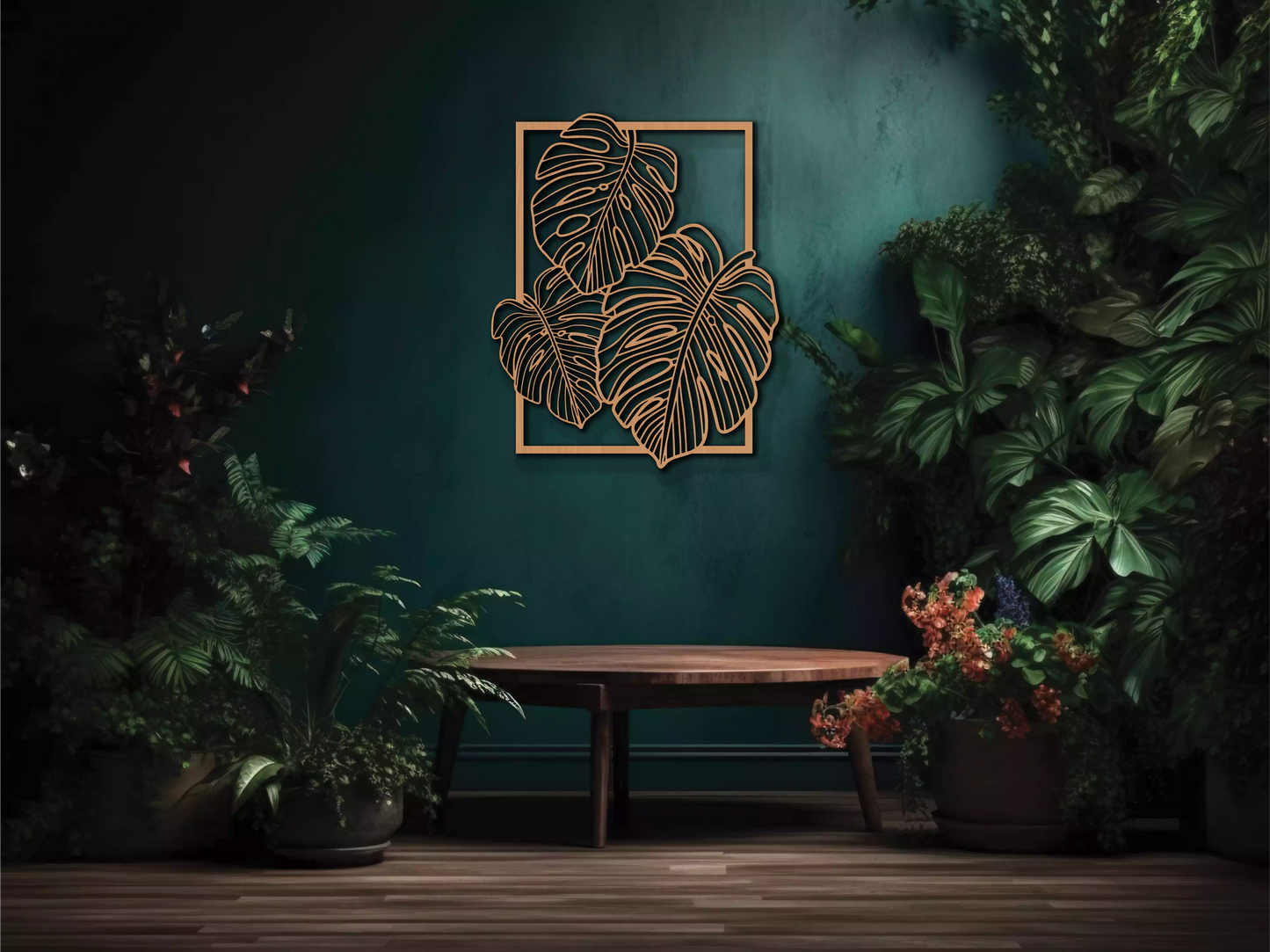 Monstera - Decorațiune Perete Fibre Lemn