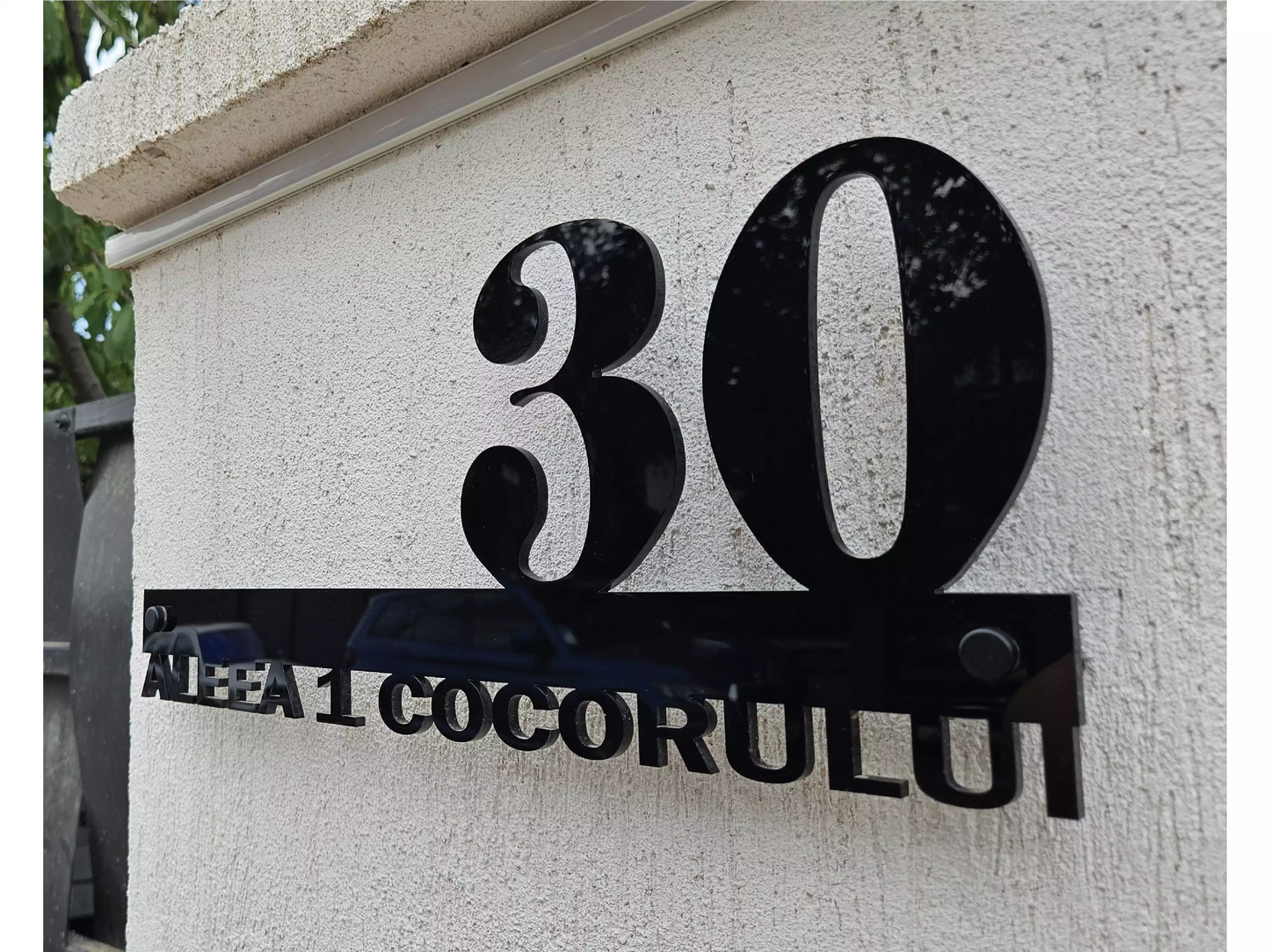plăcuță număr casă personalizată cu stradă, plăcuță stradă și număr casă acrilic, număr casă personalizat cu adresă completă