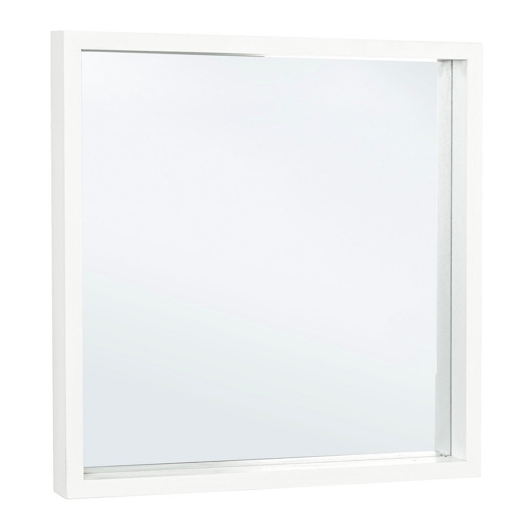 Oglindă de perete TIZIANO WHITE din lemn de paulownia și MDF, 52 x 52 cm