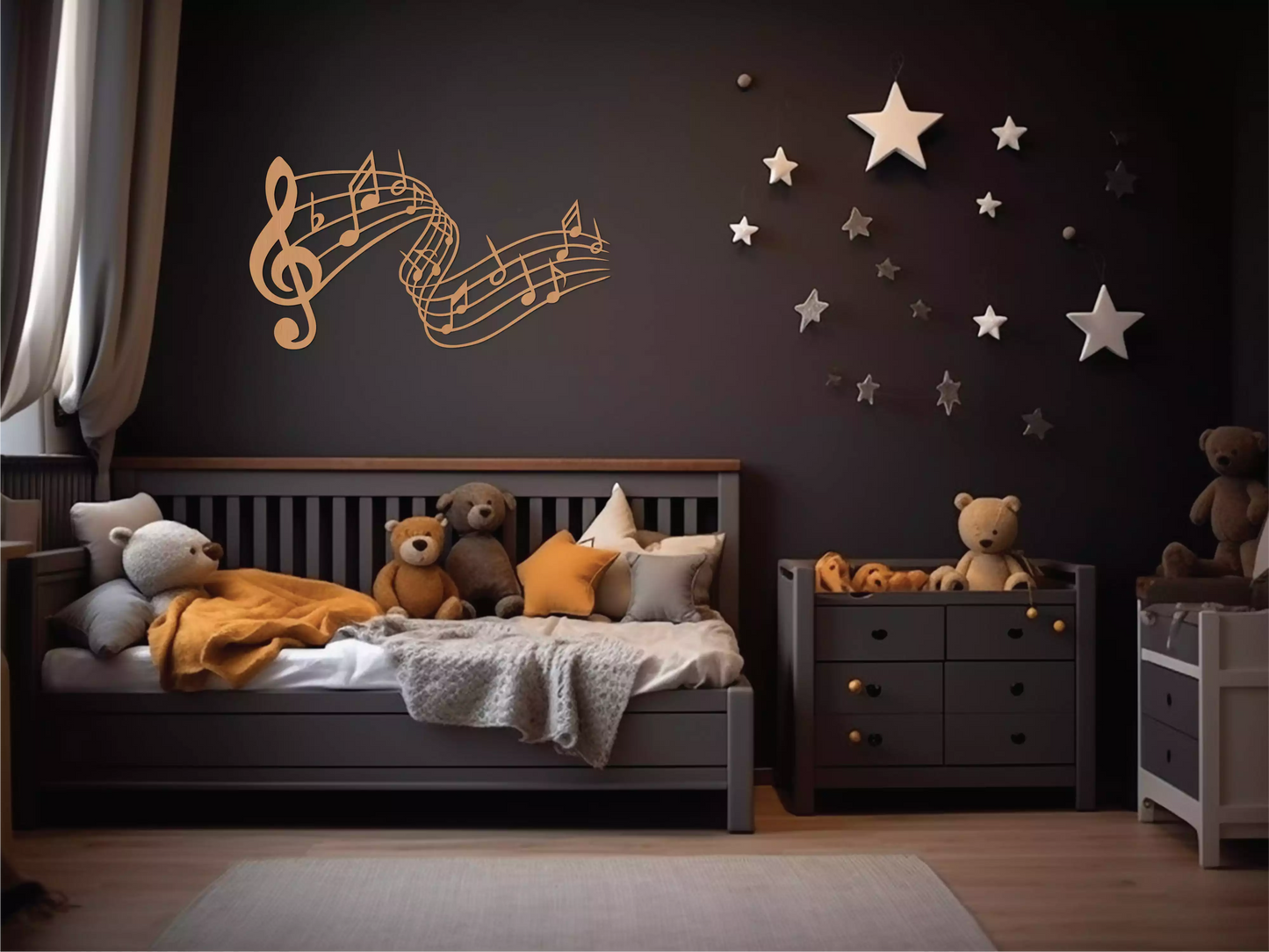 Note Muzicale - Decorațiune Perete Fibre Lemn