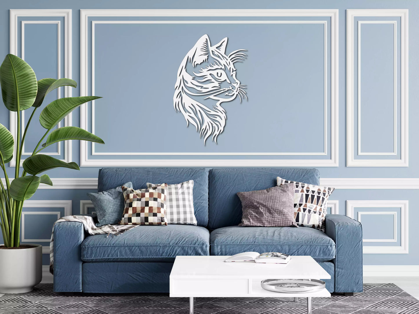 Pisica Elegantă - Decorațiune Perete Fibre Lemn