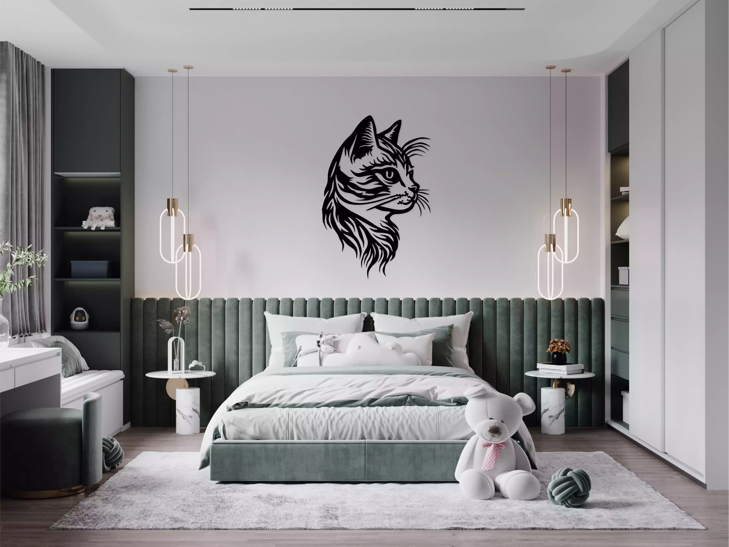 Pisica Elegantă - Decorațiune Perete Fibre Lemn