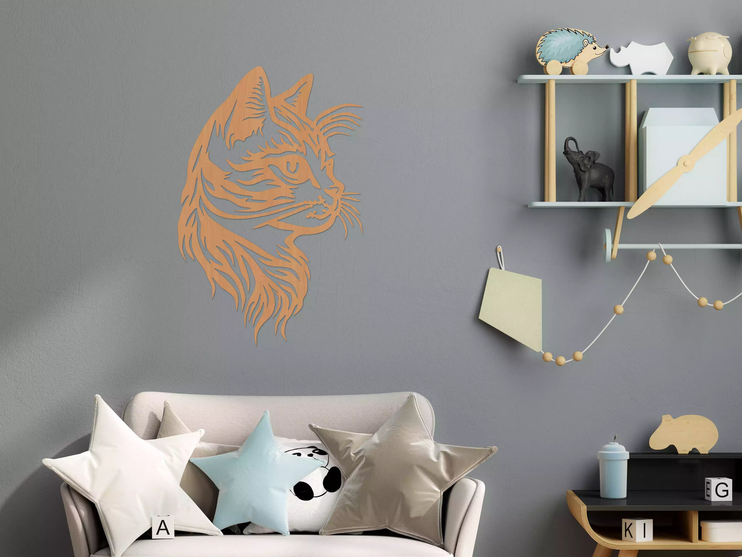 Pisica Elegantă - Decorațiune Perete Fibre Lemn