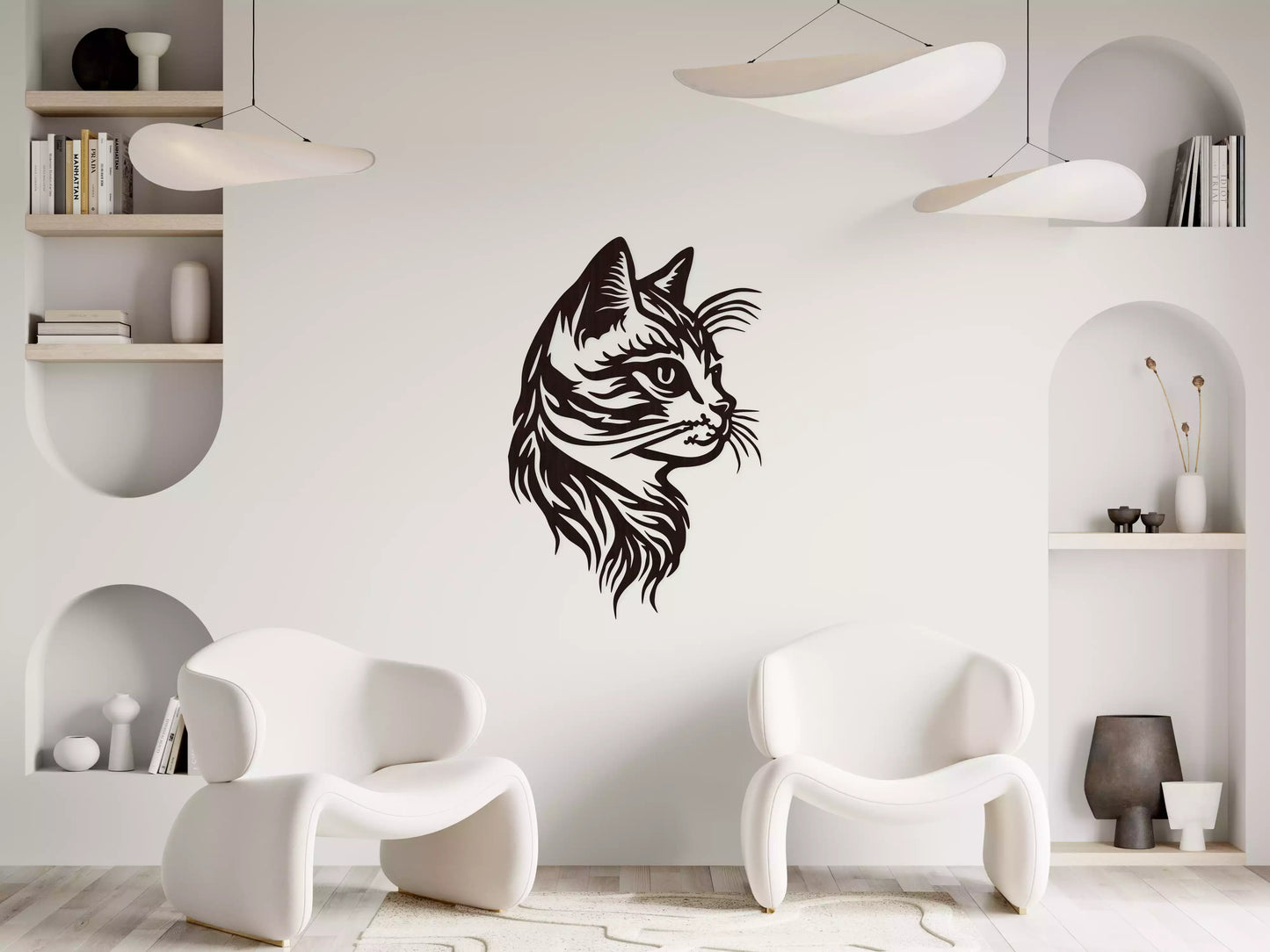 Pisica Elegantă - Decorațiune Perete Fibre Lemn