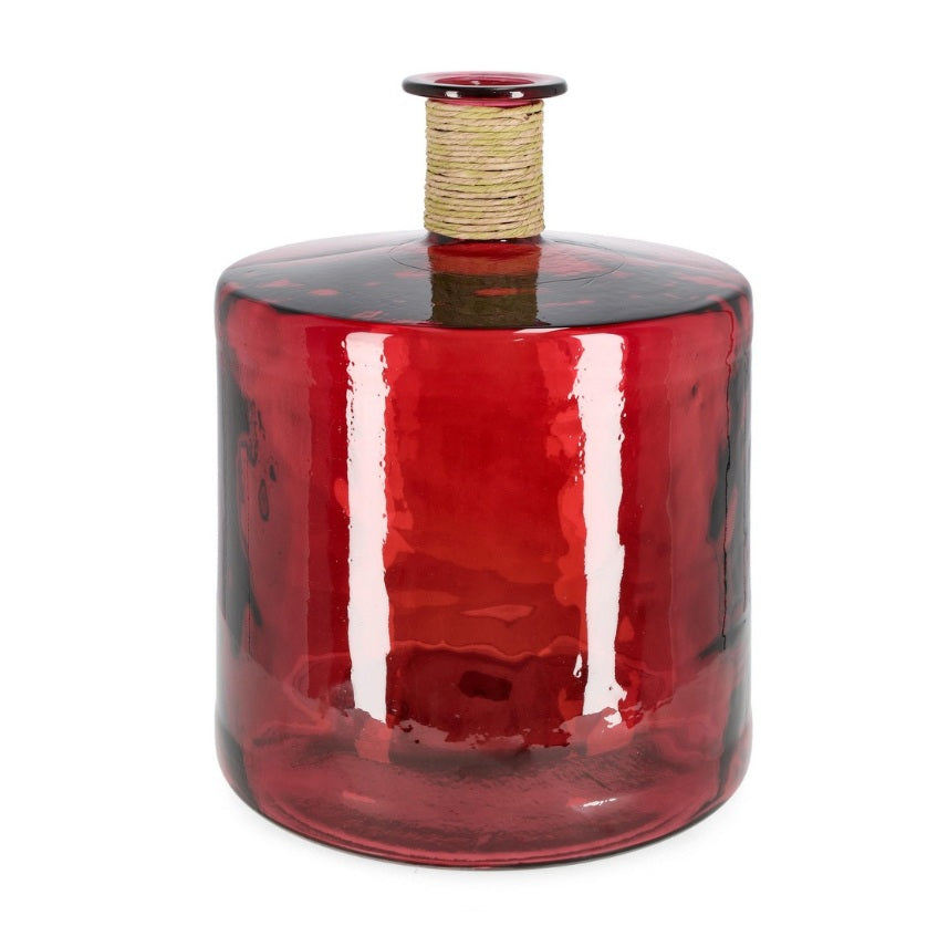 Vază decorativă ROTANG din sticlă reciclată, roșie, 25 x 25 cm
