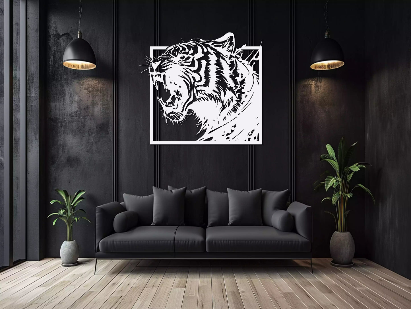 shopify_alb.webp Tigrul Războinic - Decorațiune Perete Fibre Lemn