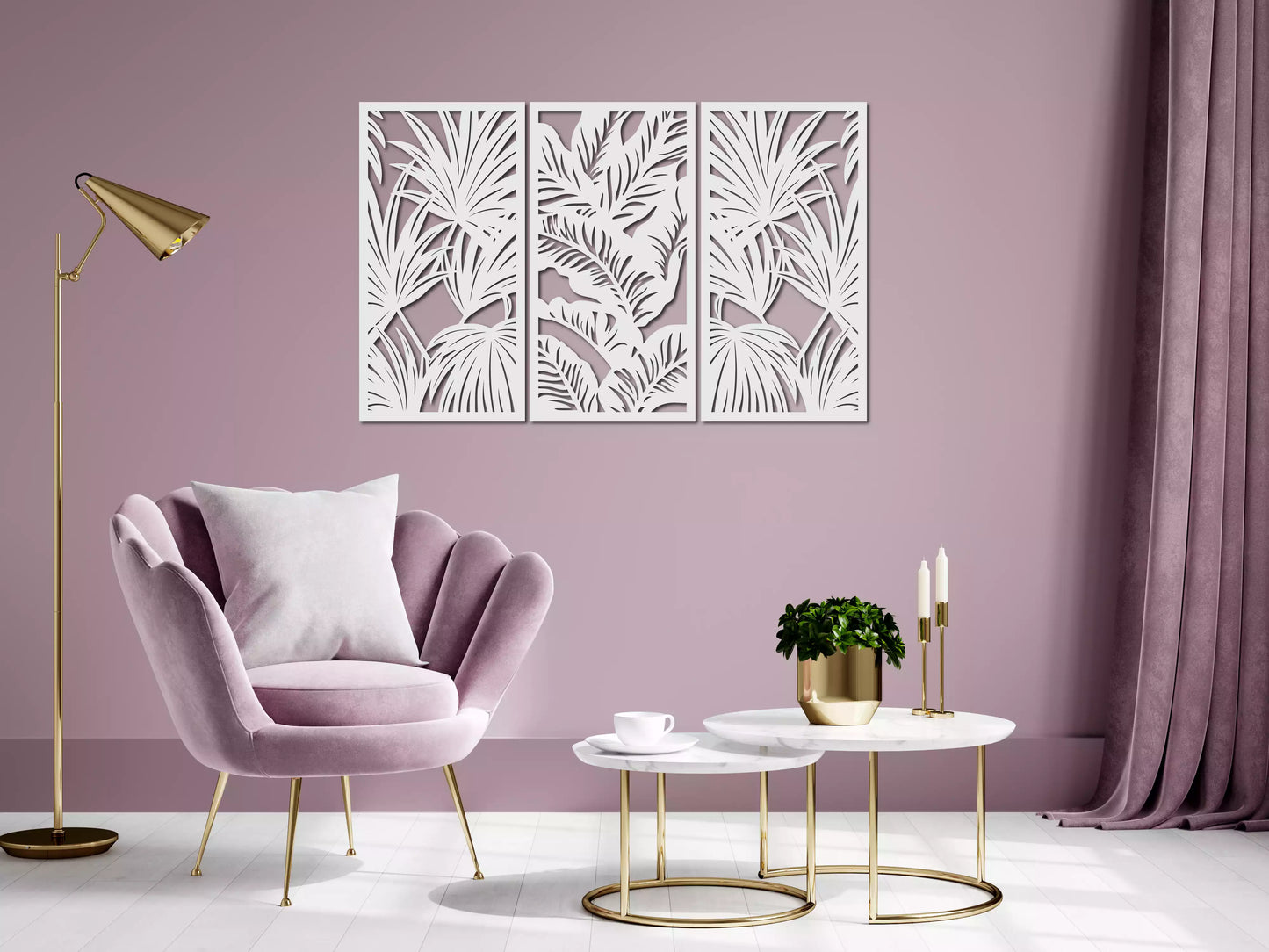 shopify_alb.webp Jungla Frunzelor - Decorațiune Perete Fibre Lemn