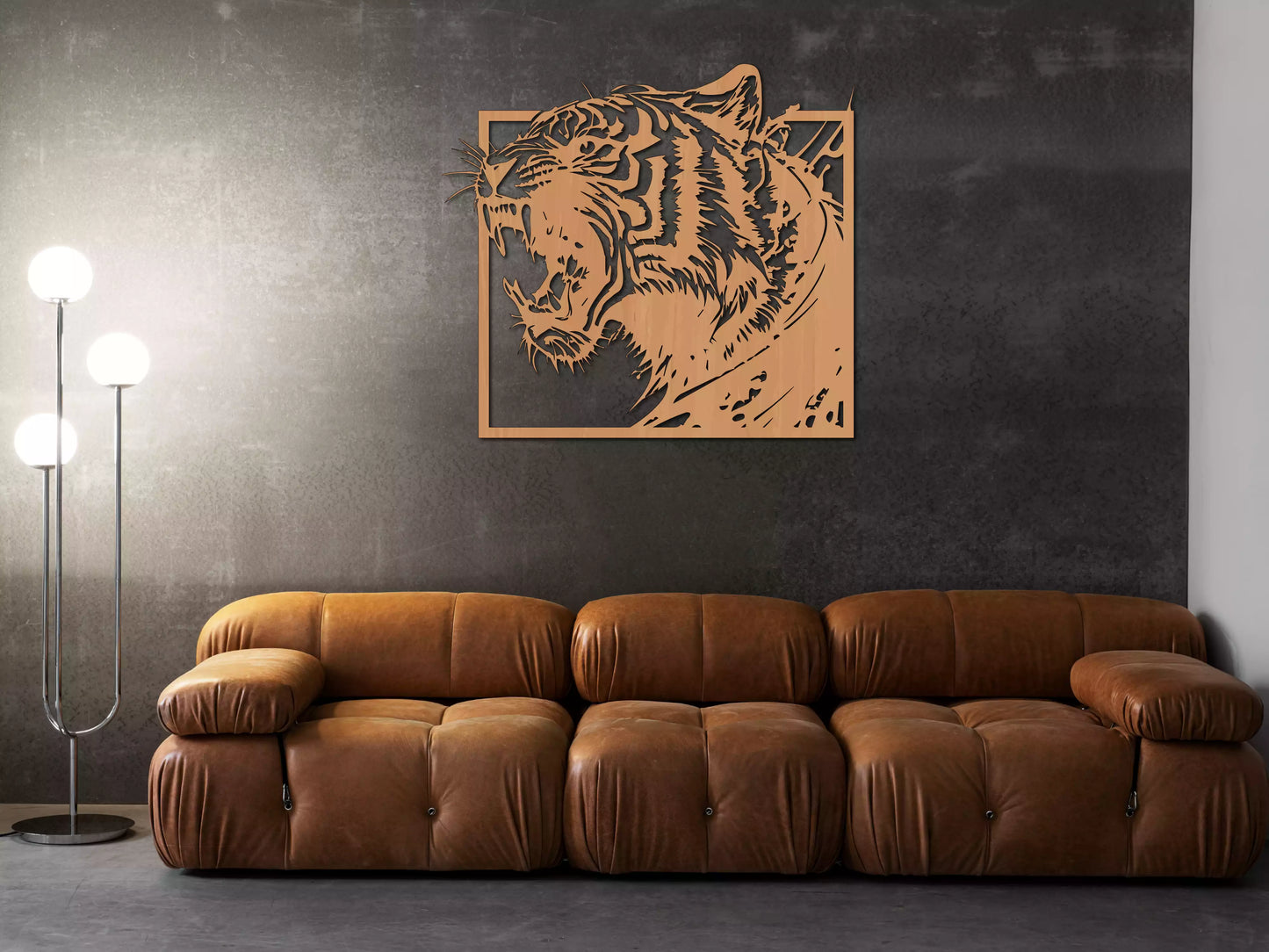 shopify_fag.webp Tigrul Războinic - Decorațiune Perete Fibre Lemn