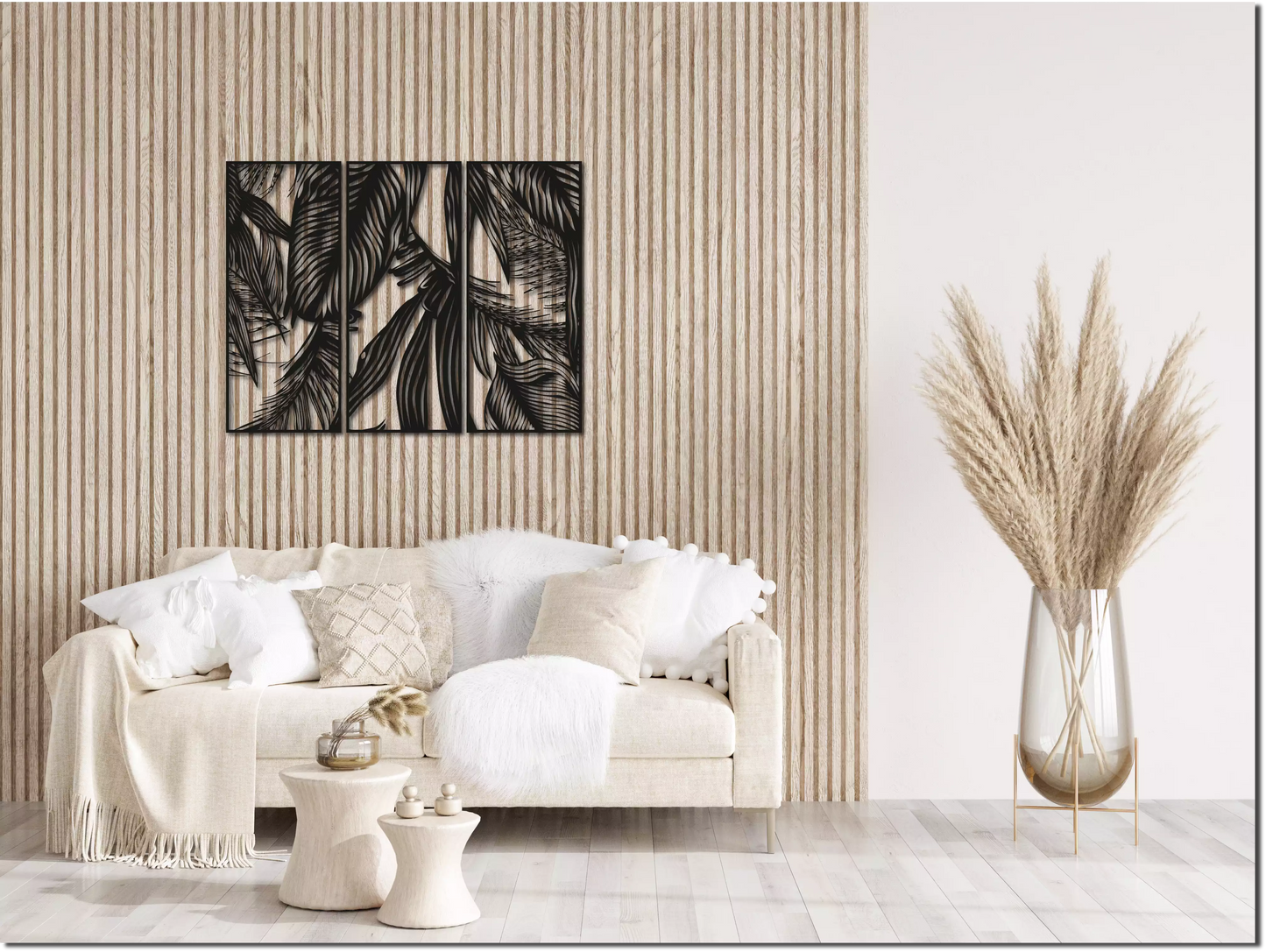 shopify_negru.webp Frunziș Tropical - Decorațiune Perete Fibre Lemn