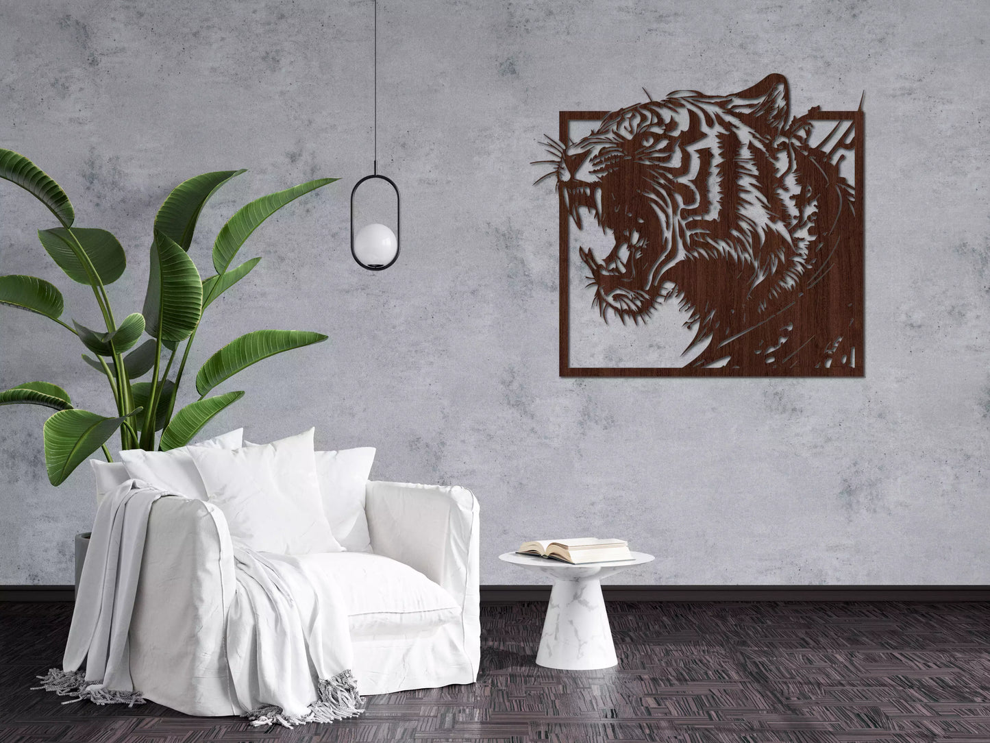 shopify_wenge.webp Tigrul Războinic - Decorațiune Perete Fibre Lemn