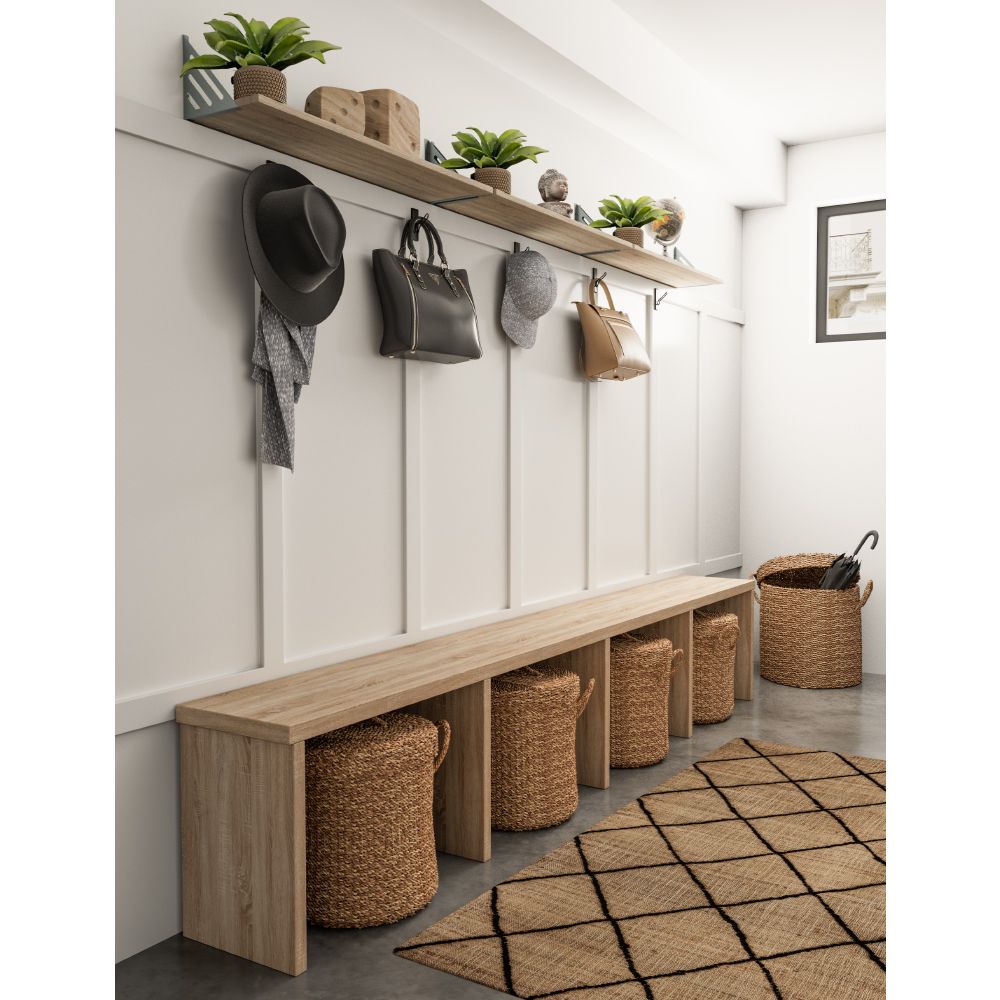 Set 2 coșuri cu capac LIRENA din iarbă de mare, 44x44x45 cm și 35x35x38 cm