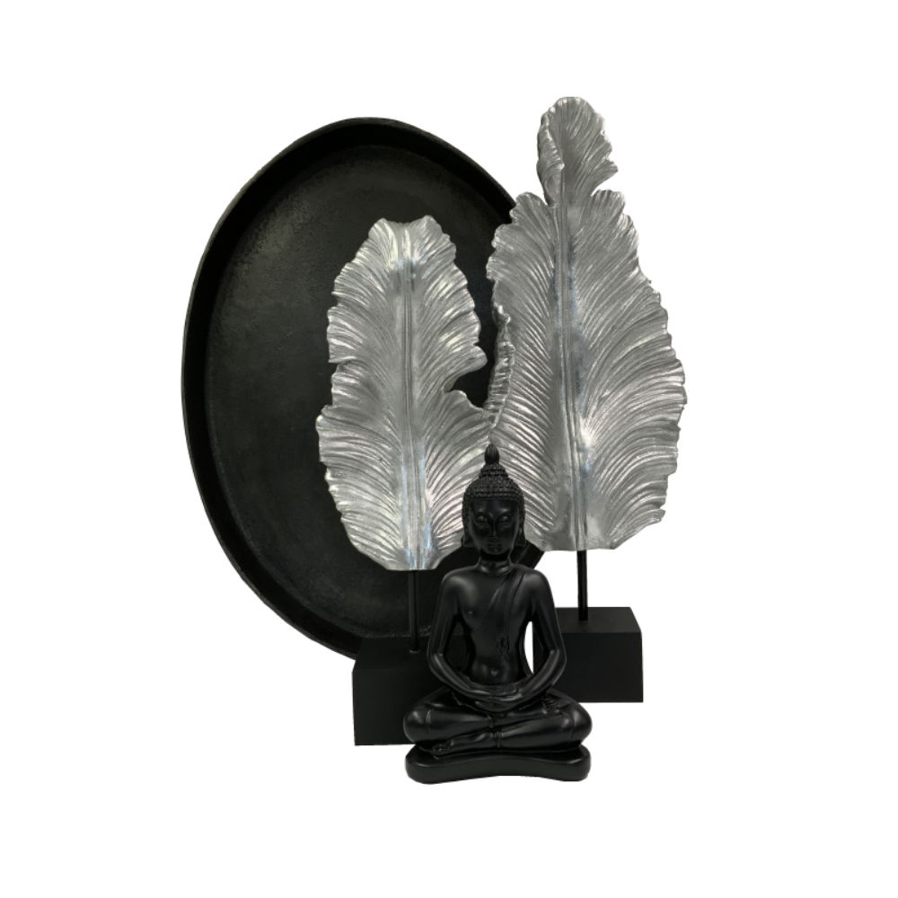 Totem decorativ SOFENA din polirășină cu bază din lemn, 24 x 12 x 62 cm