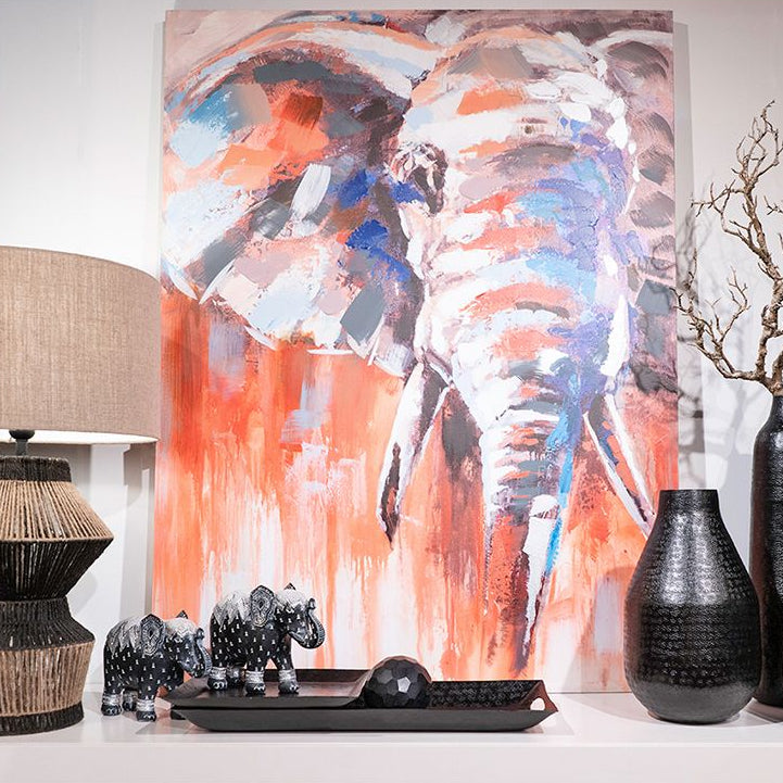 Tablou SALENA ELEPHANT din pânză și lemn, 90 x 120 cm, cu elefant