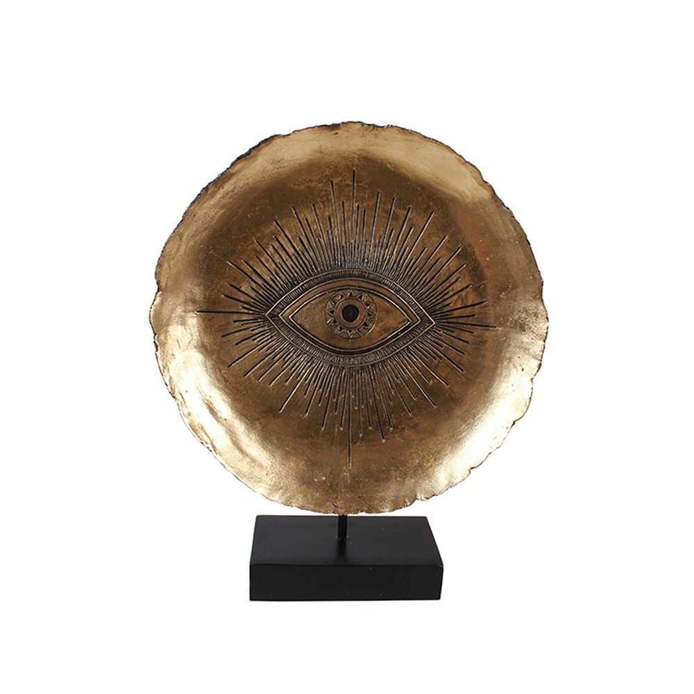 Totem decorativ CAPELA din polirășină, auriu cu bază neagră, 32 x 10 x 41 cm