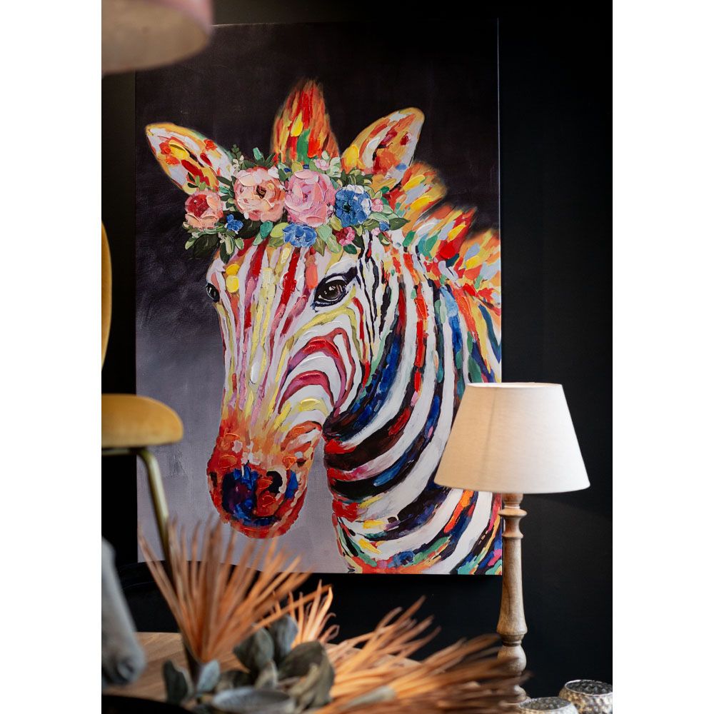 Tablou pe pânză CAPENO ZEBRA A, cu zebră colorată, dimensiune 80 x 120 cm