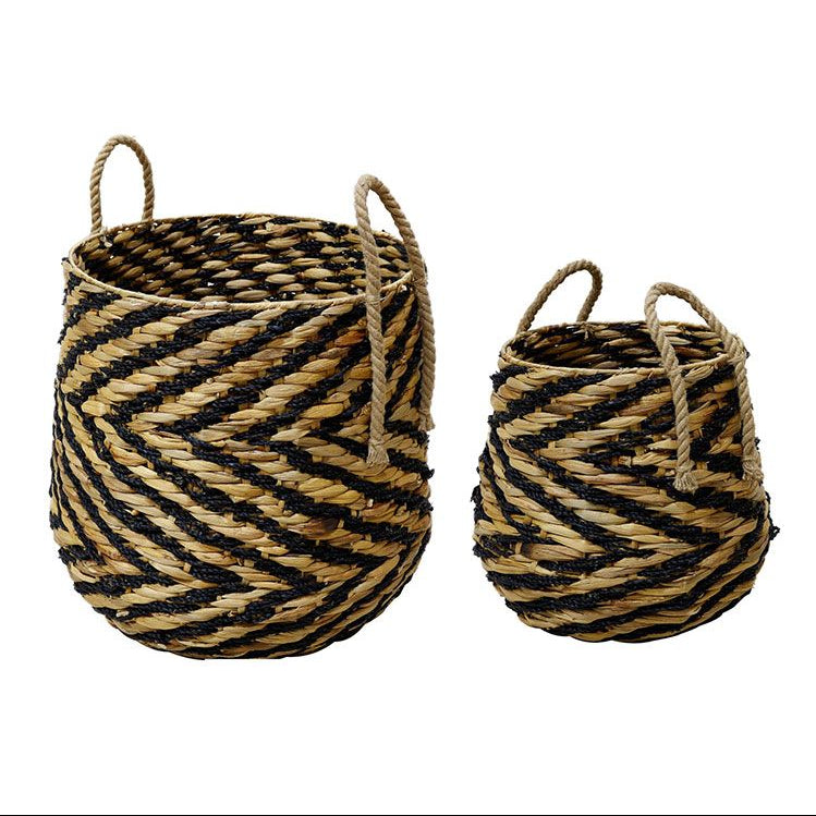 Set 2 coșuri decorative SPRISE din zambilă naturală, 55 x 55 x 64 cm și 42 x 42 x 50 cm