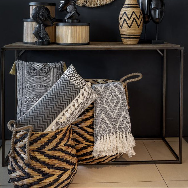 Set 2 coșuri decorative SPRISE din zambilă naturală, 55 x 55 x 64 cm și 42 x 42 x 50 cm