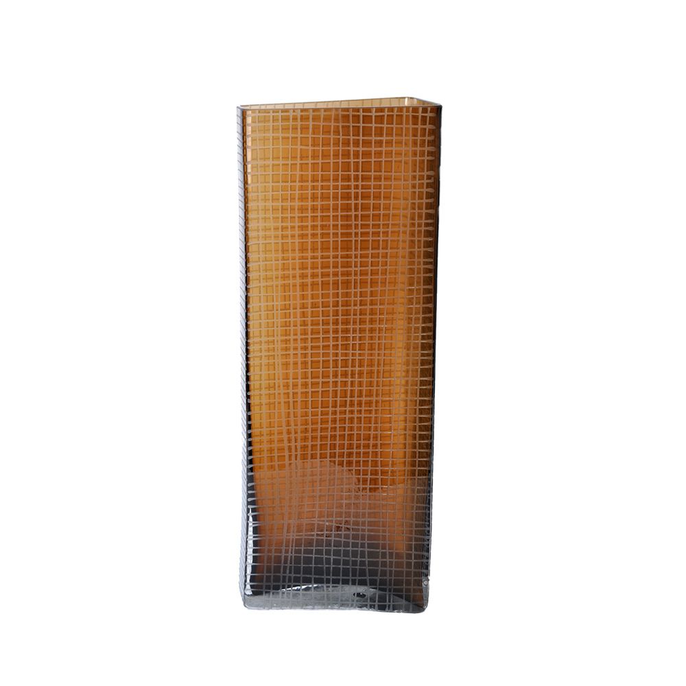 Vază KASONA din sticlă texturată maro, 16 x 12 x 44 cm