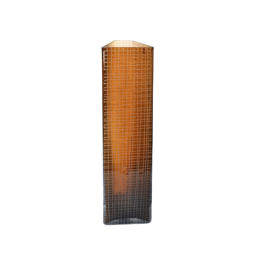 Vază KASONA din sticlă texturată maro, 16 x 12 x 44 cm