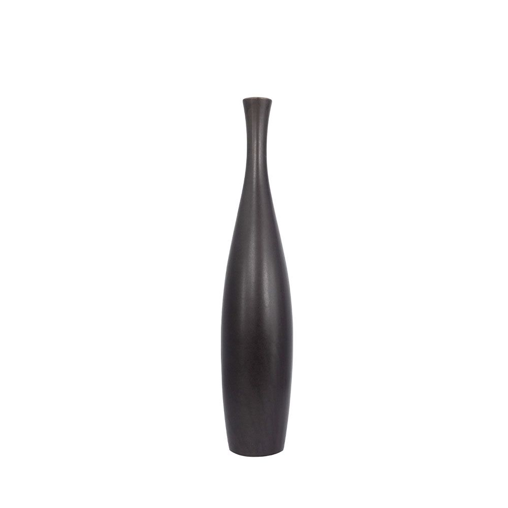 Vază ceramică NAFENA, finisaj antracit mat, 12x12x48 cm