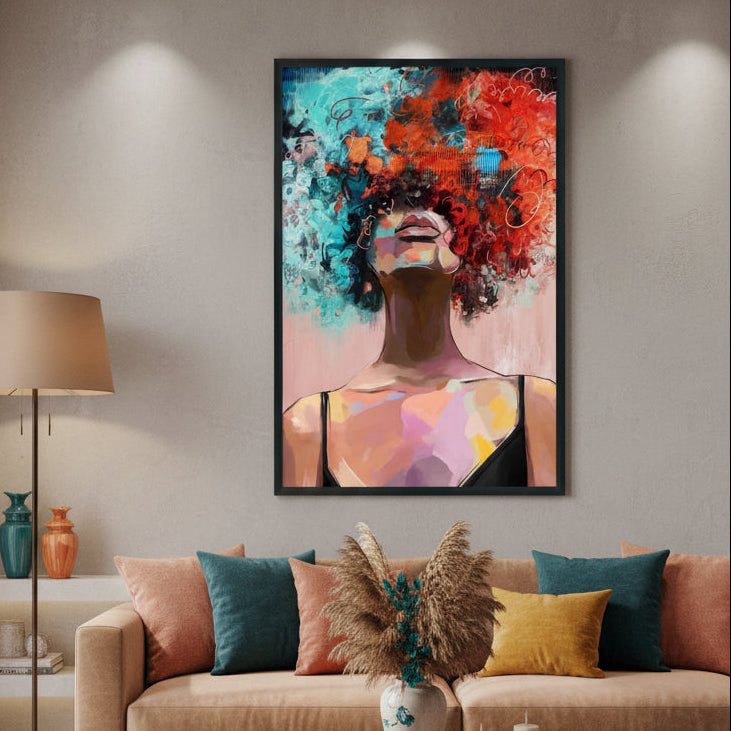 Tablou BERNADA din pânză și lemn, ramă neagră, 80 x 100 cm