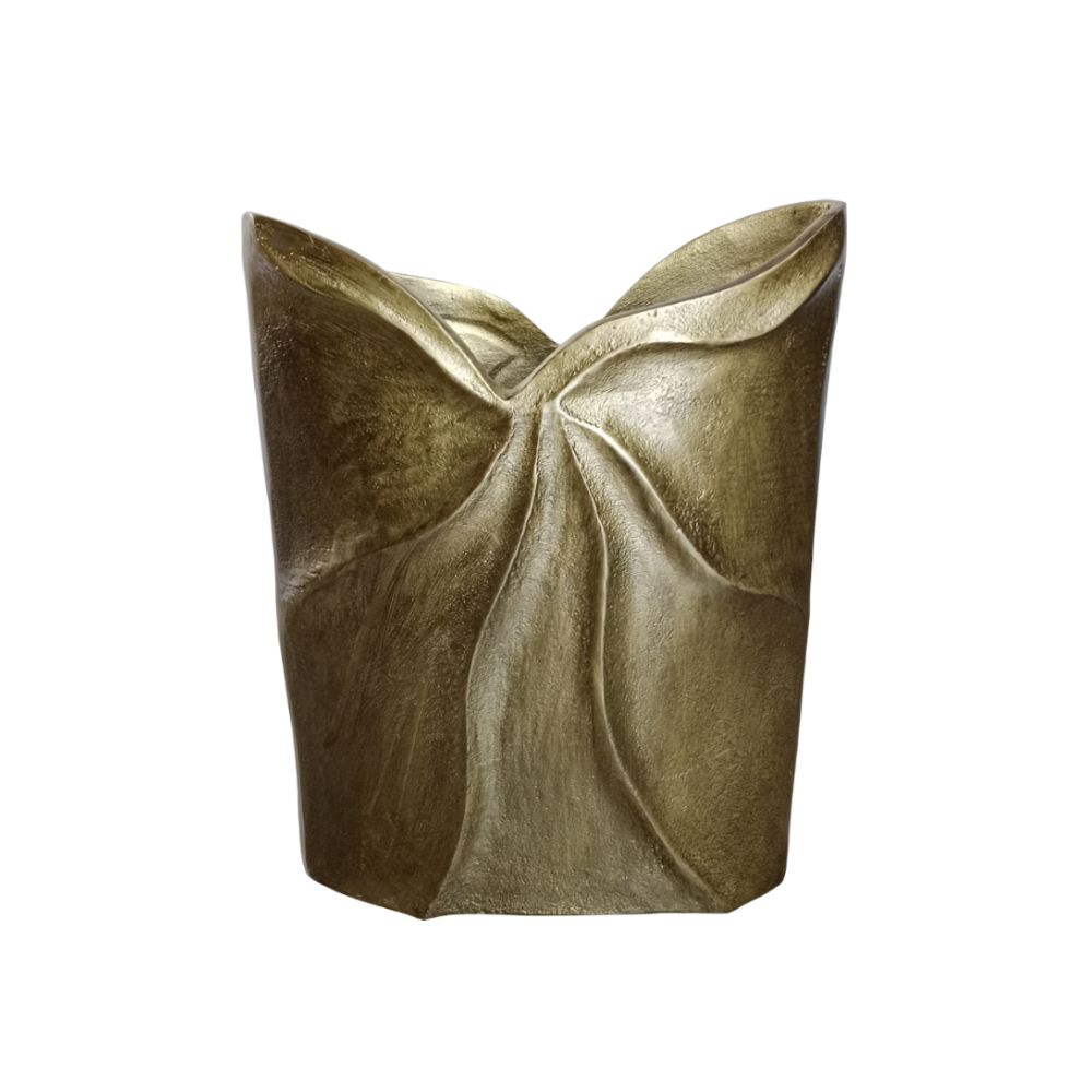 Vază decorativă TAMONA A din aluminiu, finisaj auriu antic, 23 x 8 x 30 cm