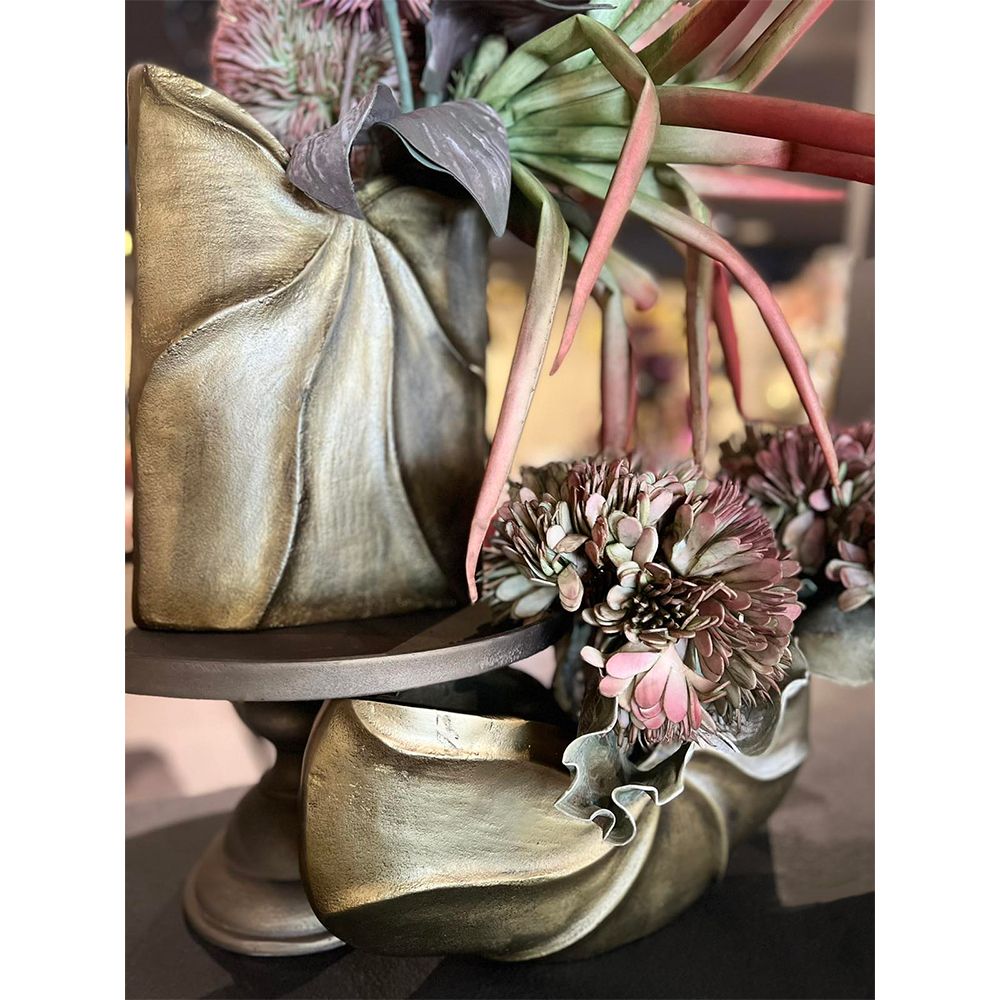 Bol decorativ TAMONA din aluminiu, finisaj auriu antic, 39 x 9 x 19 cm