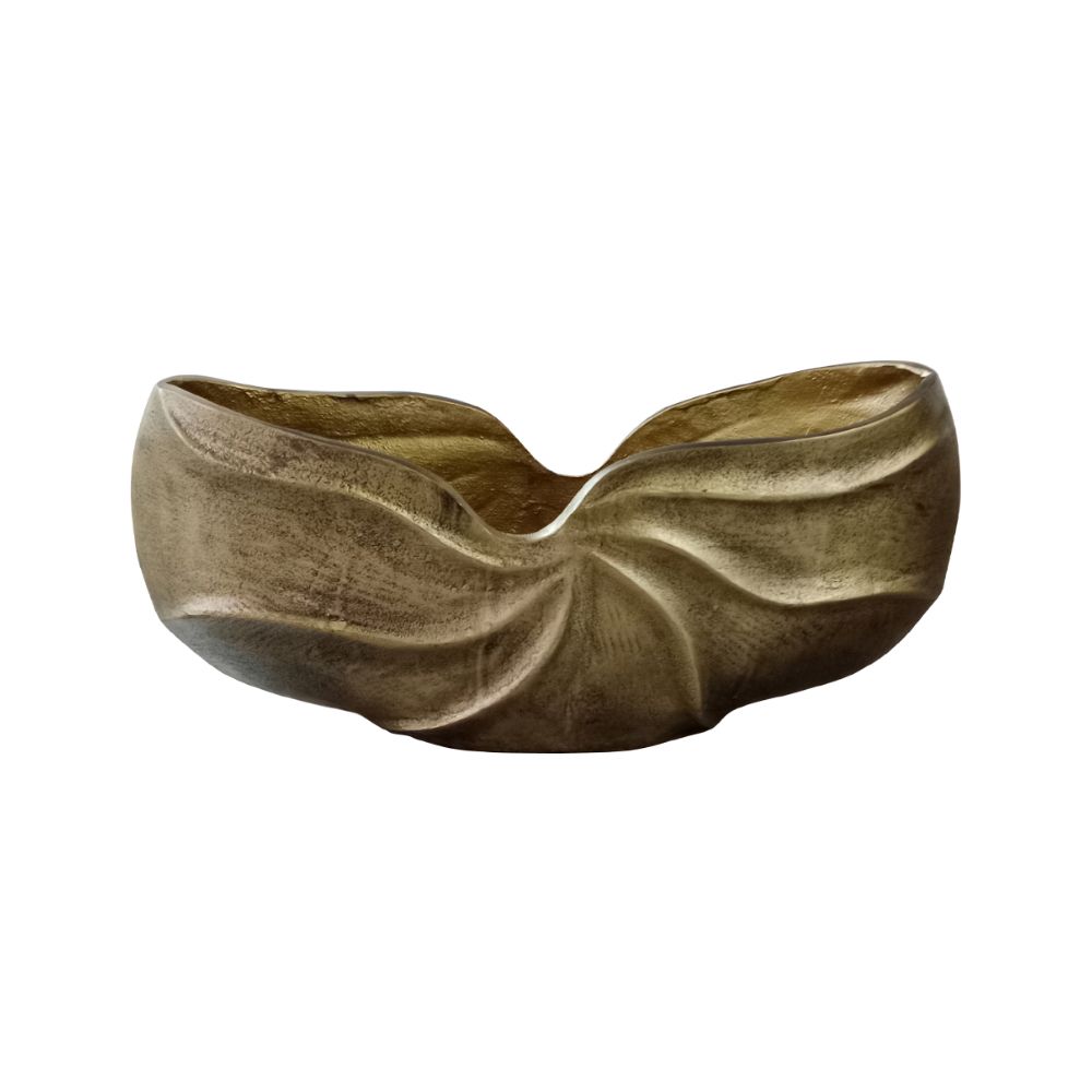 Bol decorativ TAMONA din aluminiu, finisaj auriu antic, 39 x 9 x 19 cm