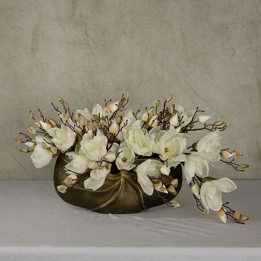 Bol decorativ TAMONA din aluminiu, finisaj auriu antic, 39 x 9 x 19 cm