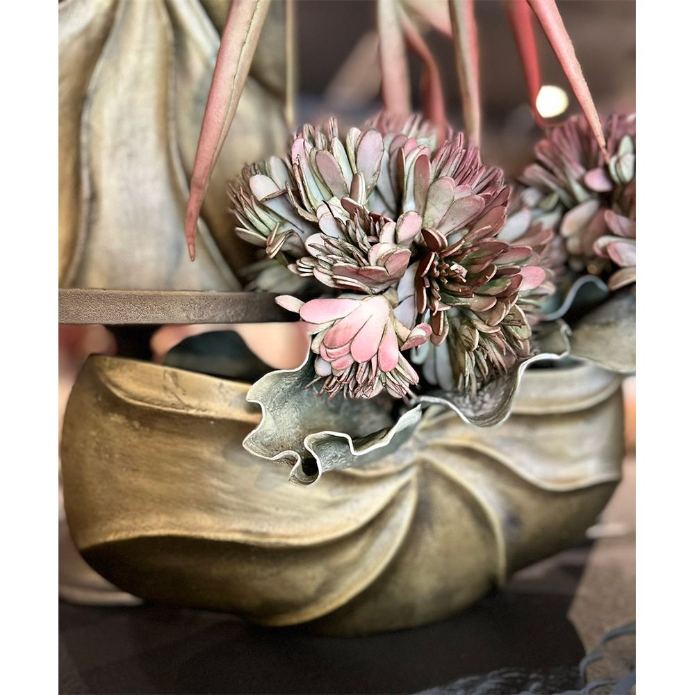 Bol decorativ TAMONA din aluminiu, finisaj auriu antic, 39 x 9 x 19 cm