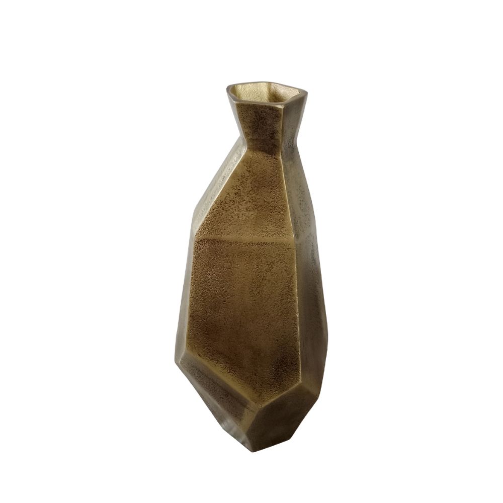 Vază TAMONA C din aluminiu auriu antic, 17 x 17 x 25 cm