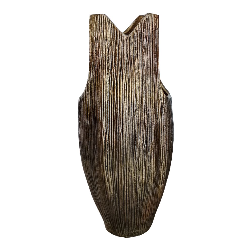 Vază ZAFIRI din aluminiu auriu antic, 20 x 14 x 46 cm